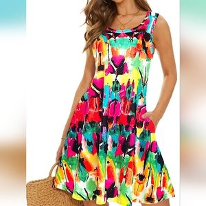 Women's Multi-Colored Swing Dress